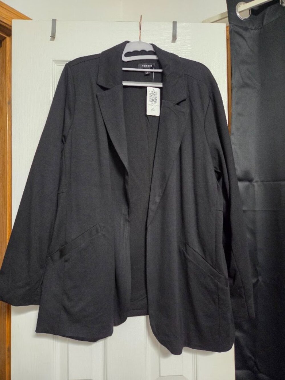Torrid Black Jersey Longline Blazer 2X 18/20 NWT Stretch Workwear